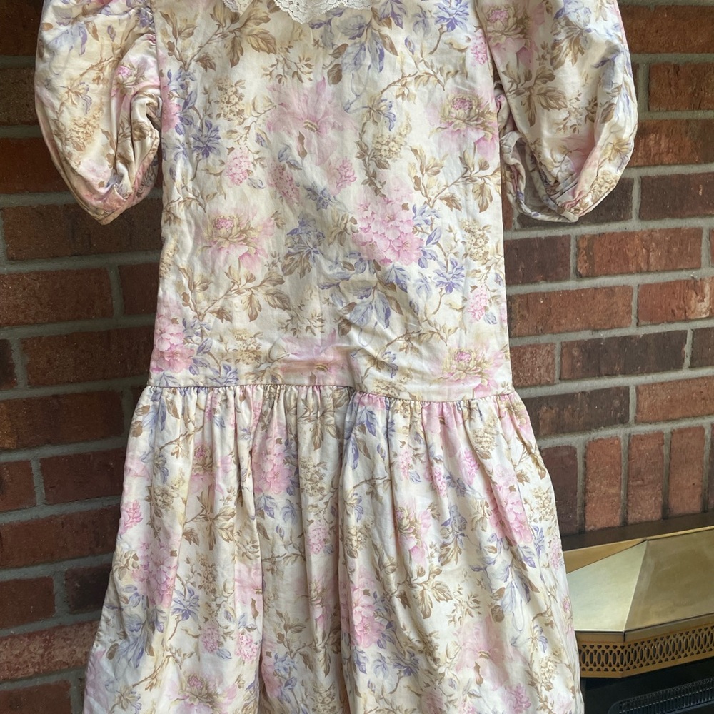 Pink and Blue Pleated Sundress with Puff Sleeves Great for Easter!